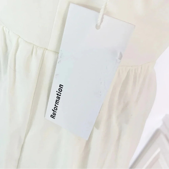 NWT Reformation East White Organic Cotton Tiered Midi Dress Size L - Picture 10 of 16
